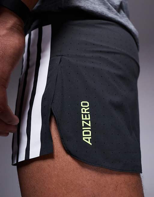adidas Running Adizero split shorts in black