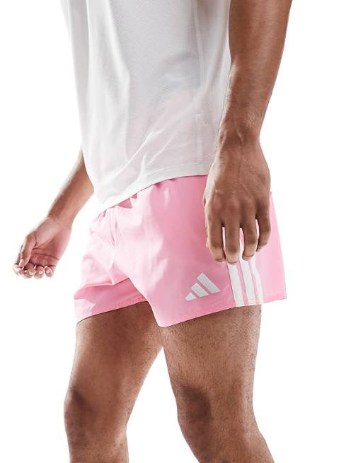 adidas Training 3 stripe 3" swim shorts in pink