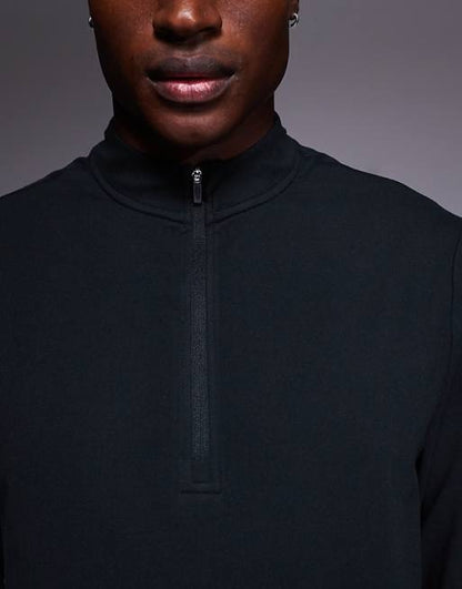 4505 running thermal interlock 1/4 zip long sleeve training top in black