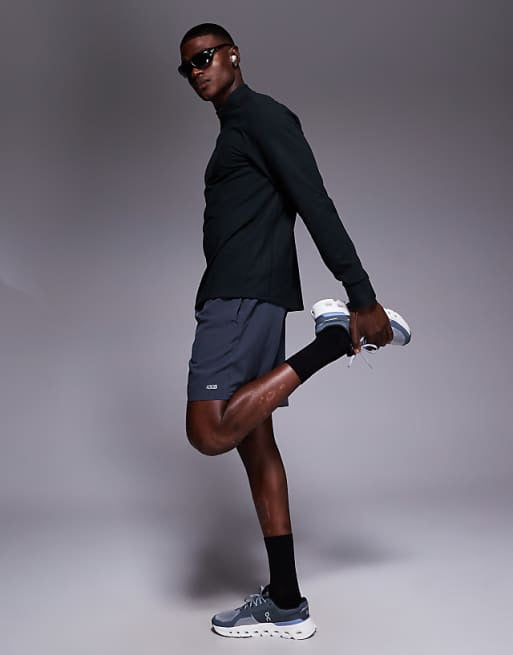 4505 running thermal interlock 1/4 zip long sleeve training top in black