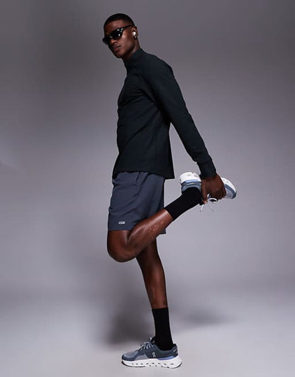 4505 running thermal interlock 1/4 zip long sleeve training top in black