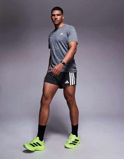 adidas Running Adizero split shorts in black