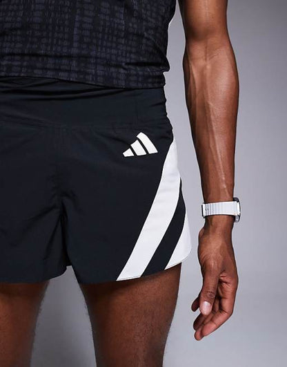 adidas Running Adizero shorts with side 3 stripes in black