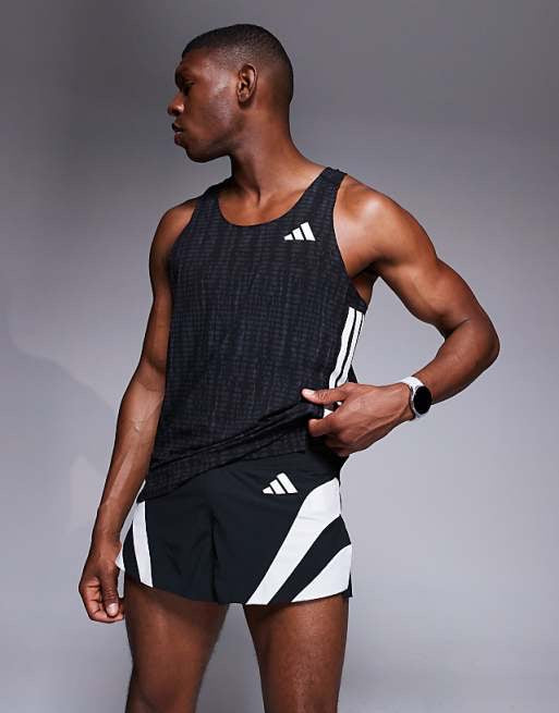 adidas Running Adizero shorts with side 3 stripes in black