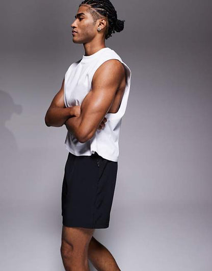 4505 Icon 5 inch quick dry training shorts with zip pockets in black