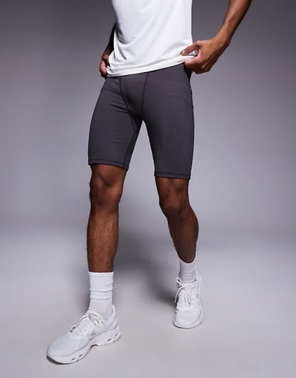 4505 Yoga soft touch training half tight with drawstring waist in granite grey