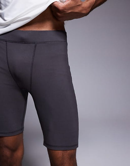 4505 Yoga soft touch training half tight with drawstring waist in granite grey