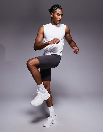 4505 Yoga soft touch training half tight with drawstring waist in granite grey