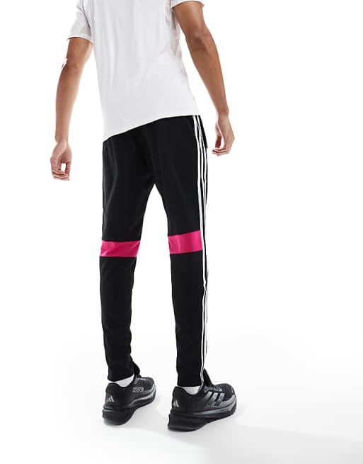 adidas Football Tiro essentials 3 stripe joggers in black