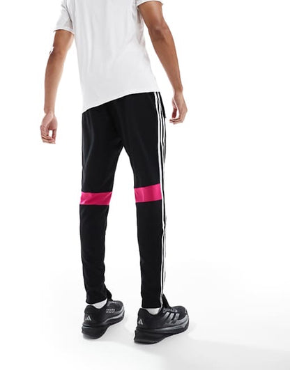 adidas Football Tiro essentials 3 stripe joggers in black