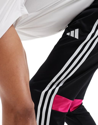 adidas Football Tiro essentials 3 stripe joggers in black