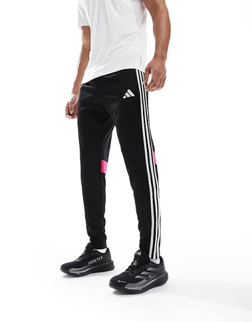 adidas Football Tiro essentials 3 stripe joggers in black