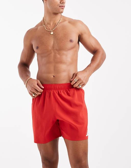 adidas Training 5"" swim shorts in red