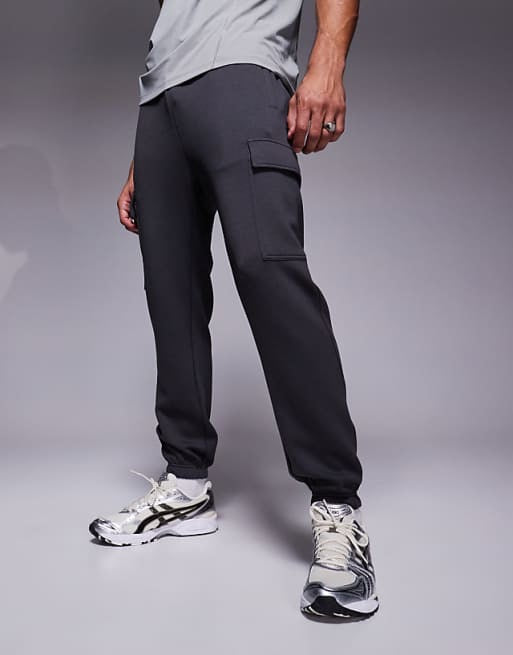 4505 Icon training quick dry performance cargo joggers in charcoal