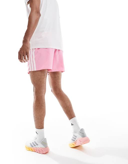 adidas Training 3 stripe 3" swim shorts in pink