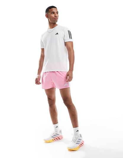 adidas Training 3 stripe 3" swim shorts in pink